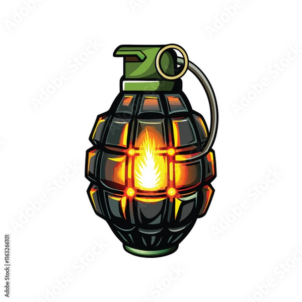 Fototapeta Design a sleek, futuristic energy grenade; high-tech, metallic, glowing core, intricate details, sci-fi aesthetic.