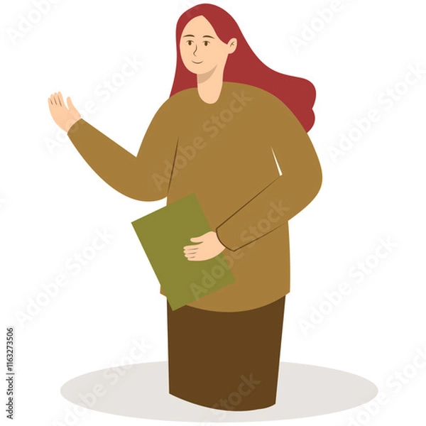 Fototapeta Business People Pointing. Promotion and Presentation Concept. Vector Illustration in Flat Cartoon Style.
