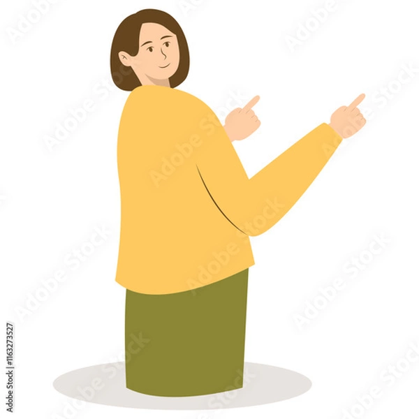 Fototapeta Business People Pointing. Promotion and Presentation Concept. Vector Illustration in Flat Cartoon Style.