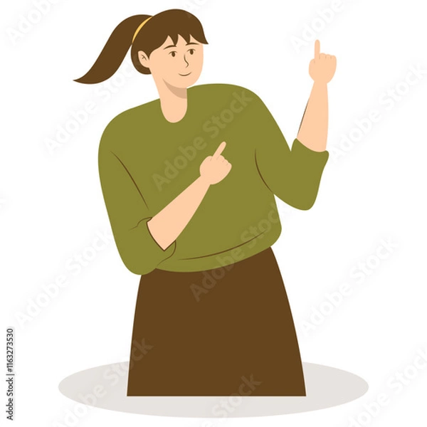 Fototapeta Business People Pointing. Promotion and Presentation Concept. Vector Illustration in Flat Cartoon Style.