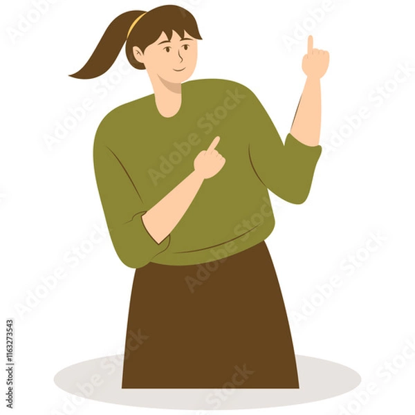 Fototapeta Business People Pointing. Promotion and Presentation Concept. Vector Illustration in Flat Cartoon Style.