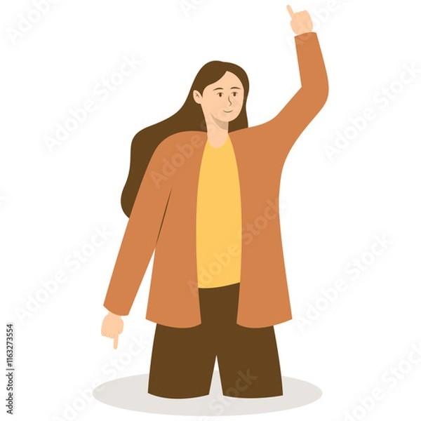 Fototapeta Business People Pointing. Promotion and Presentation Concept. Vector Illustration in Flat Cartoon Style.