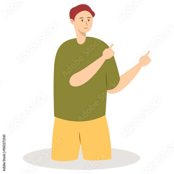 Fototapeta Business People Pointing. Promotion and Presentation Concept. Vector Illustration in Flat Cartoon Style.