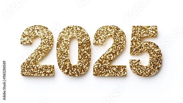 Fototapeta 金色グリッターの2025年の文字_2