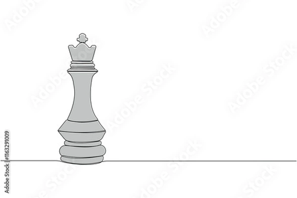 Obraz Hand-drawn continuous line art drawing of chess figure. Sport concept background.