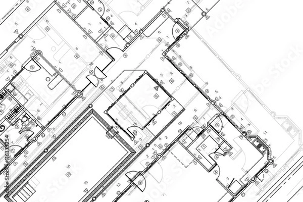 Obraz Architectural background, architectural plan, construction drawing
