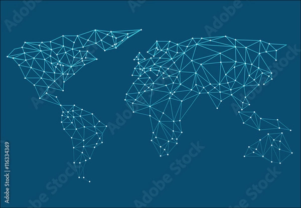 Obraz Polygonal abstract world map. Vector illustration.