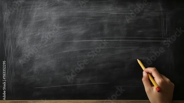 Obraz Blank Black Chalkboard Background	