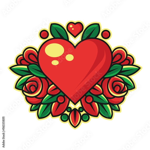 Obraz Illustration of vintage love vector with flowers