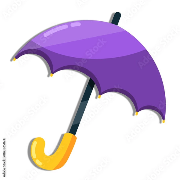 Obraz Purple umbrella vector isolated on white background. Colorful umbrella icon. Parasol for rainy weather. Umbrella vector illustration in cartoon style. Rainy season design element. Umbrella for kids.