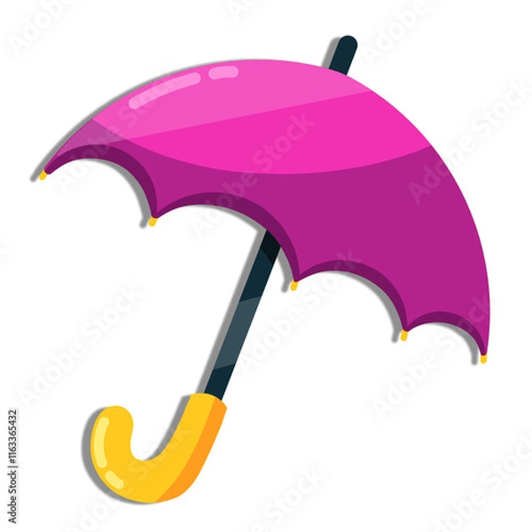 Obraz Pink umbrella vector isolated on white background. Colorful umbrella icon. Parasol for rainy weather. Umbrella vector illustration in cartoon style. Rainy season design element. Umbrella for kids.