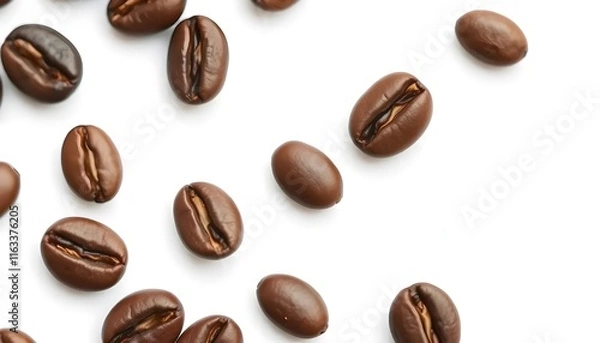 Fototapeta Coffee beans isolated on a white background are a common source of vitamins.