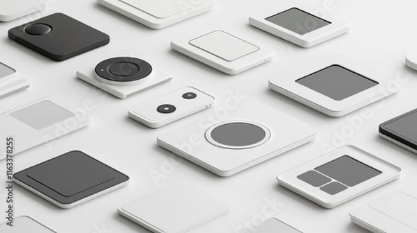 Fototapeta Modern Digital Devices on White Background