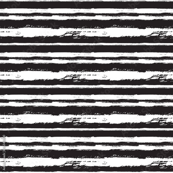 Fototapeta Vector seamless trendy modern brush stokes pattern. Messy ink