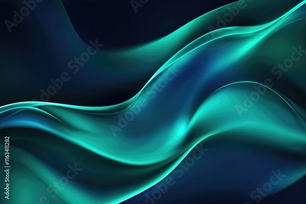 Fototapeta Abstract Teal and Blue Swirling Waves Design