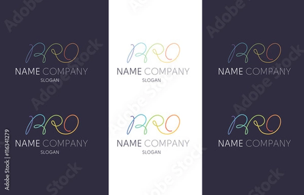Fototapeta Pro continuous line flat logo 