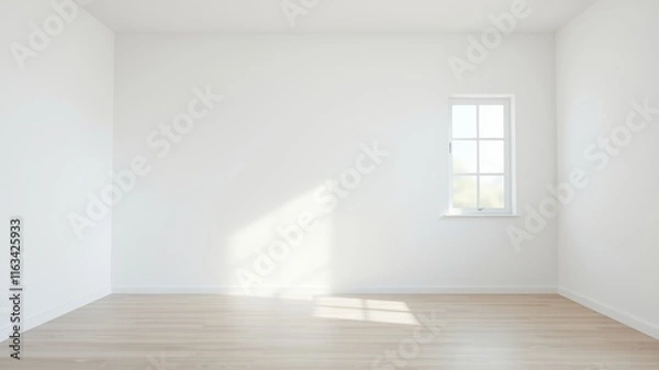 Fototapeta Empty Room Interior Design Mockup with Sunlight Streaming Through Window