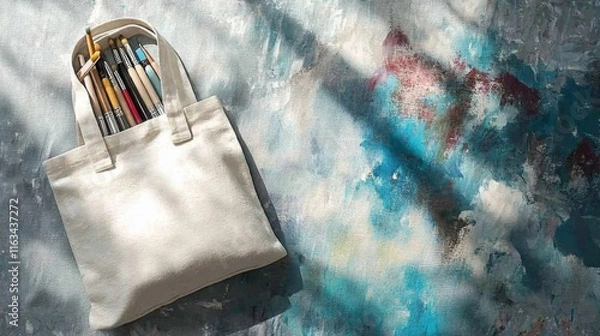 Obraz Artists Paintbrushes in a Simple Cotton Tote Bag
