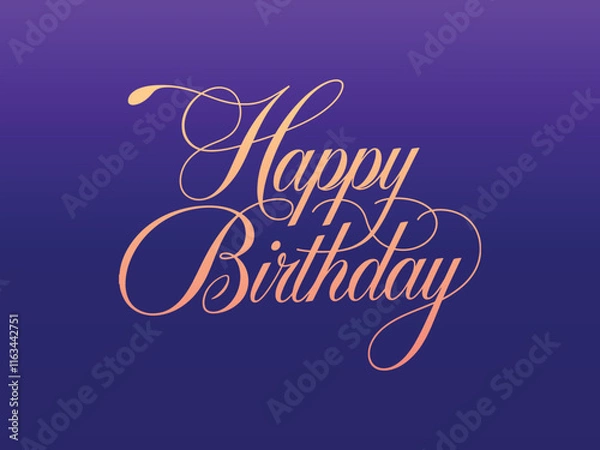 Fototapeta Beautiful luxury Happy Birthday text on blue gradient background vector template