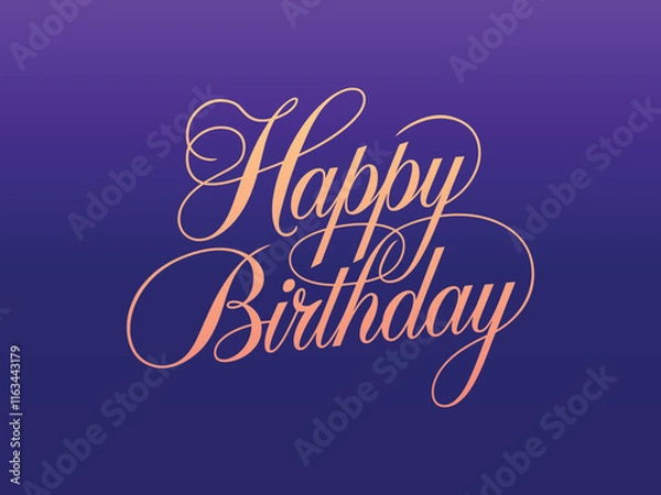 Fototapeta Beautiful luxury Happy Birthday text on blue gradient background vector template