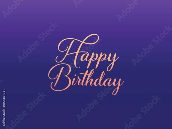 Fototapeta Beautiful luxury Happy Birthday text on blue gradient background vector template