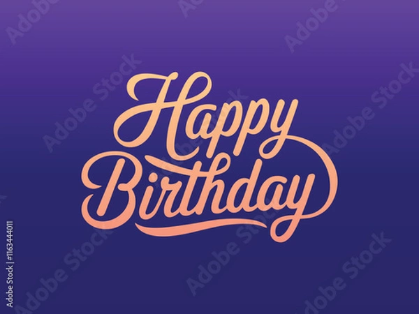 Fototapeta Beautiful luxury Happy Birthday text on blue gradient background vector template