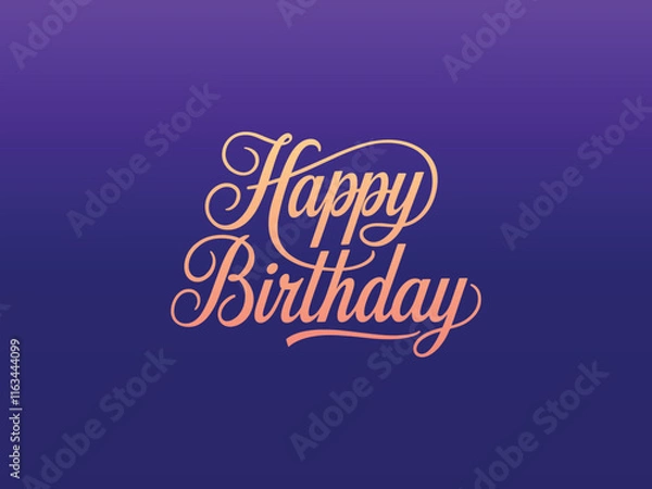 Fototapeta Beautiful luxury Happy Birthday text on blue gradient background vector template