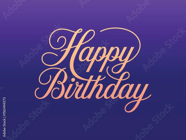 Fototapeta Beautiful luxury Happy Birthday text on blue gradient background vector template