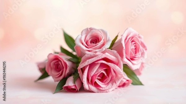 Obraz A Delicate Bouquet of Pink Roses on a Soft Background