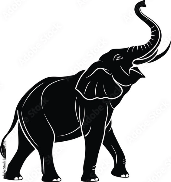 Fototapeta Elephant silhouette vector illustration, black Elephant vector, Elephant line art vector