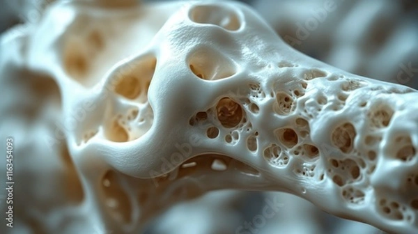 Fototapeta Microscopic View of Porous Bone Structure 3D Render of Osteoporosis