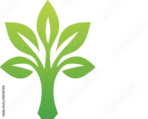 Fototapeta Nature-Inspired Tree with Green Leaves, Fully Customizable Vector Files