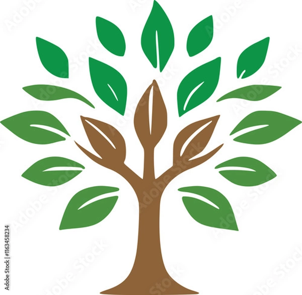 Fototapeta tree with green leaves, fully vector editable files