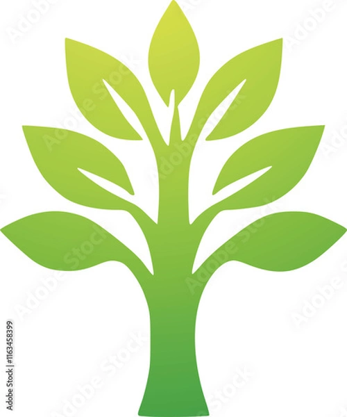Fototapeta Nature-Inspired Tree with Green Leaves, Fully Customizable Vector Files