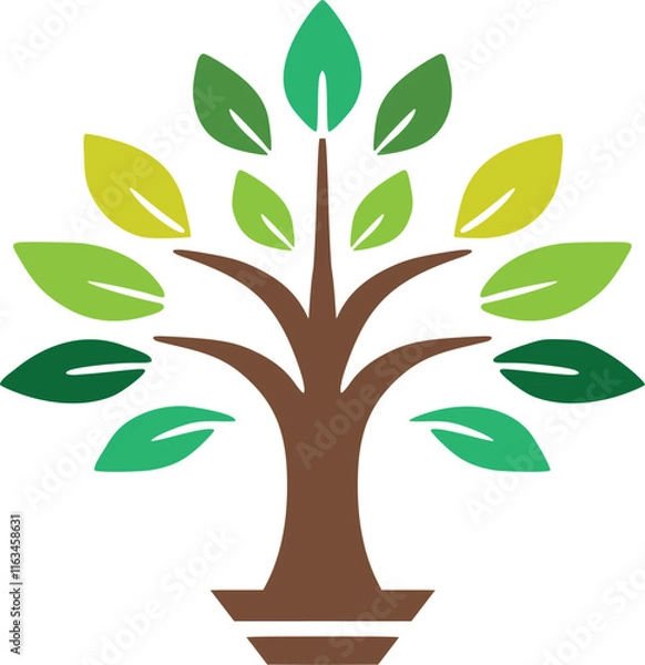 Fototapeta Colorful tree with leaves fully editable vector file download