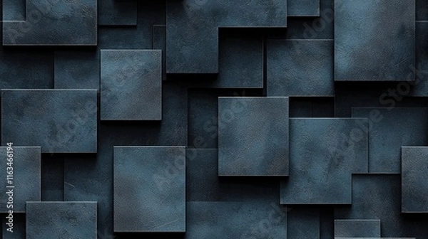 Fototapeta Abstract geometric pattern of overlapping dark metal panels