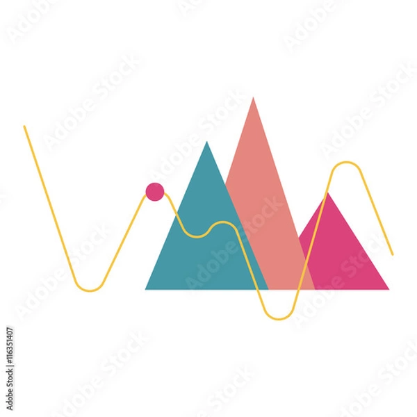 Fototapeta Web analytics triangles and chart ,Vector flat icons, web element infographics