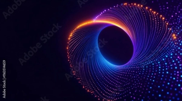 Obraz Digital Big Data Flow Background: Big Data Technology Lines, Abstract Science Technology Illustration, Big Data Neural Network Background Concept, AI Visualization Concept, Dot Matrix