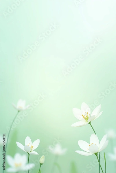Obraz Feminine Mint Green Abstract Floral Pattern with Soft Petals Background. Generative AI
