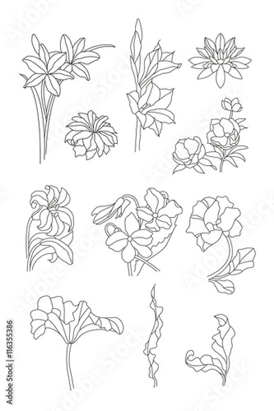 Fototapeta flowers, stained glass elements