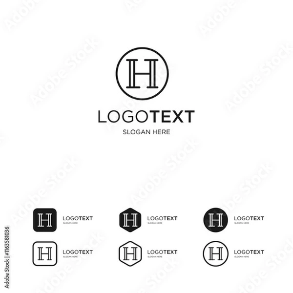 Fototapeta simple line icon H logo design template elements