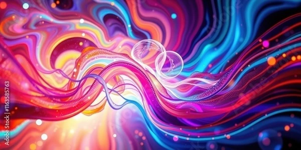 Obraz Abstract Vibrant Swirls of Color and Light A Dynamic Composition of Intertwined Waveforms