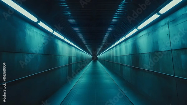 Obraz Futuristic Tunnel Perspective with Luminous Pulsating Lights Creating an Impressive Depth in a Modern Urban Environment