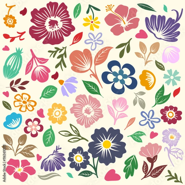 Fototapeta Collection of various colorful flowers