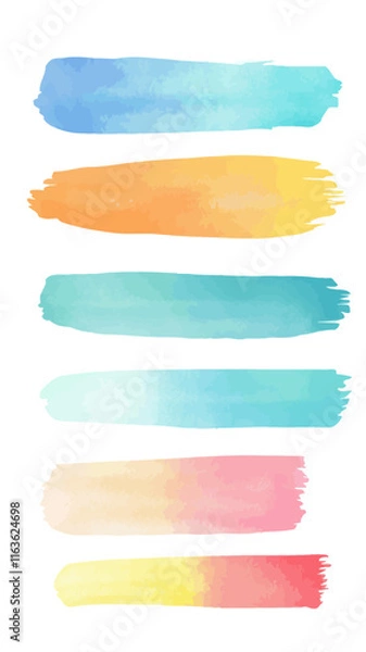Fototapeta Vibrant Watercolor Highlighter Line Set in Minimalist SVG Vector Style