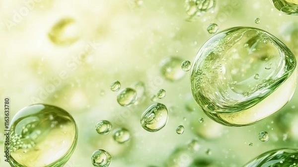 Fototapeta Abstract background with floating water bubbles and spheres, ideal for creative and futuristic designs