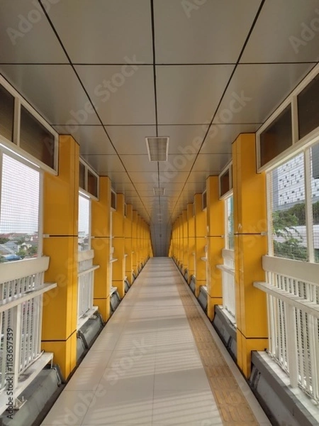 Fototapeta A pedestrian overpass above a highway