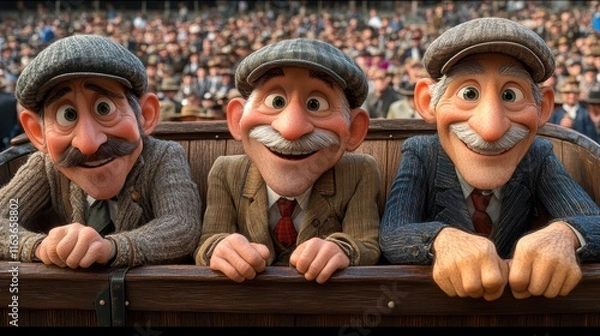 Obraz Animated Characters Excited for New Year's Day Football Celebration