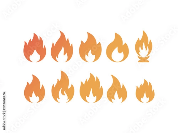 Fototapeta set of fire flames fire icon set vector illustrations.