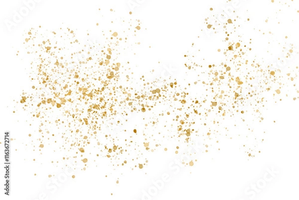 Fototapeta Gold glitter, glow, drops, splash isolated on transparent background. Festive gold decor for your design